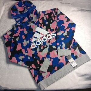 Adidas Regular Fit Hoodie Pullover Gray Heather Camo girls Size L (14/16) new